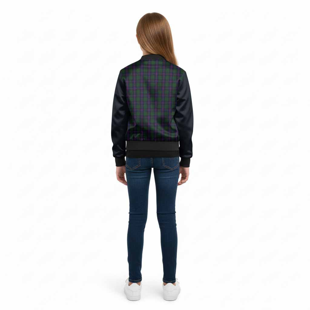 Urquhart Tartan Accent Kid Bomber Jacket with Family Crest