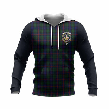 Urquhart Tartan Accent Knitted Hoodie with Family Crest
