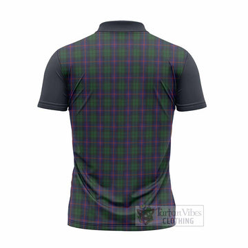 Urquhart Tartan Accent Zipper Polo Shirt with Family Crest
