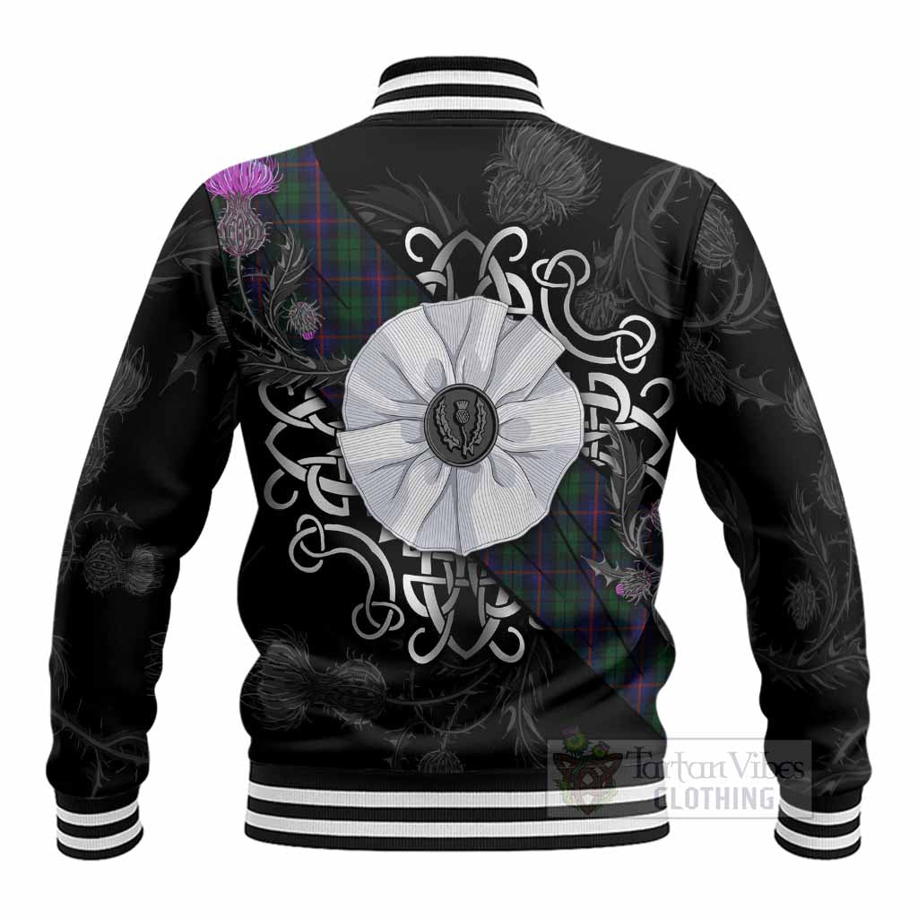 Urquhart Tartan Baseball Jacket Jacobite White Rose - Tartan Vibes Clothing