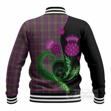 Urquhart Tartan Baseball Jacket Traditional Scottish Thistle