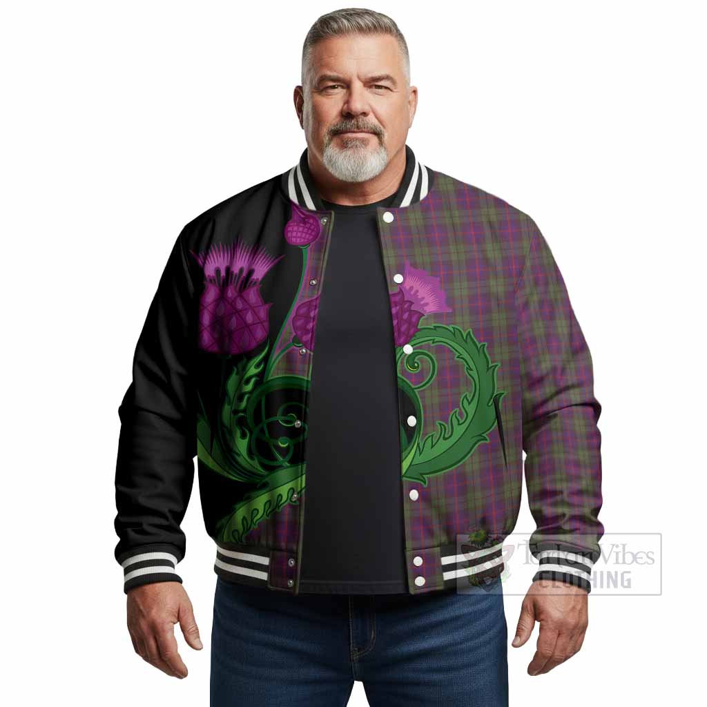 Urquhart Tartan Baseball Jacket Traditional Scottish Thistle