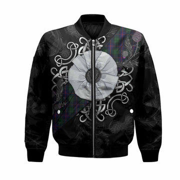 Urquhart Tartan Bomber Jacket Jacobite White Rose Unisex Black - Tartan Vibes Clothing
