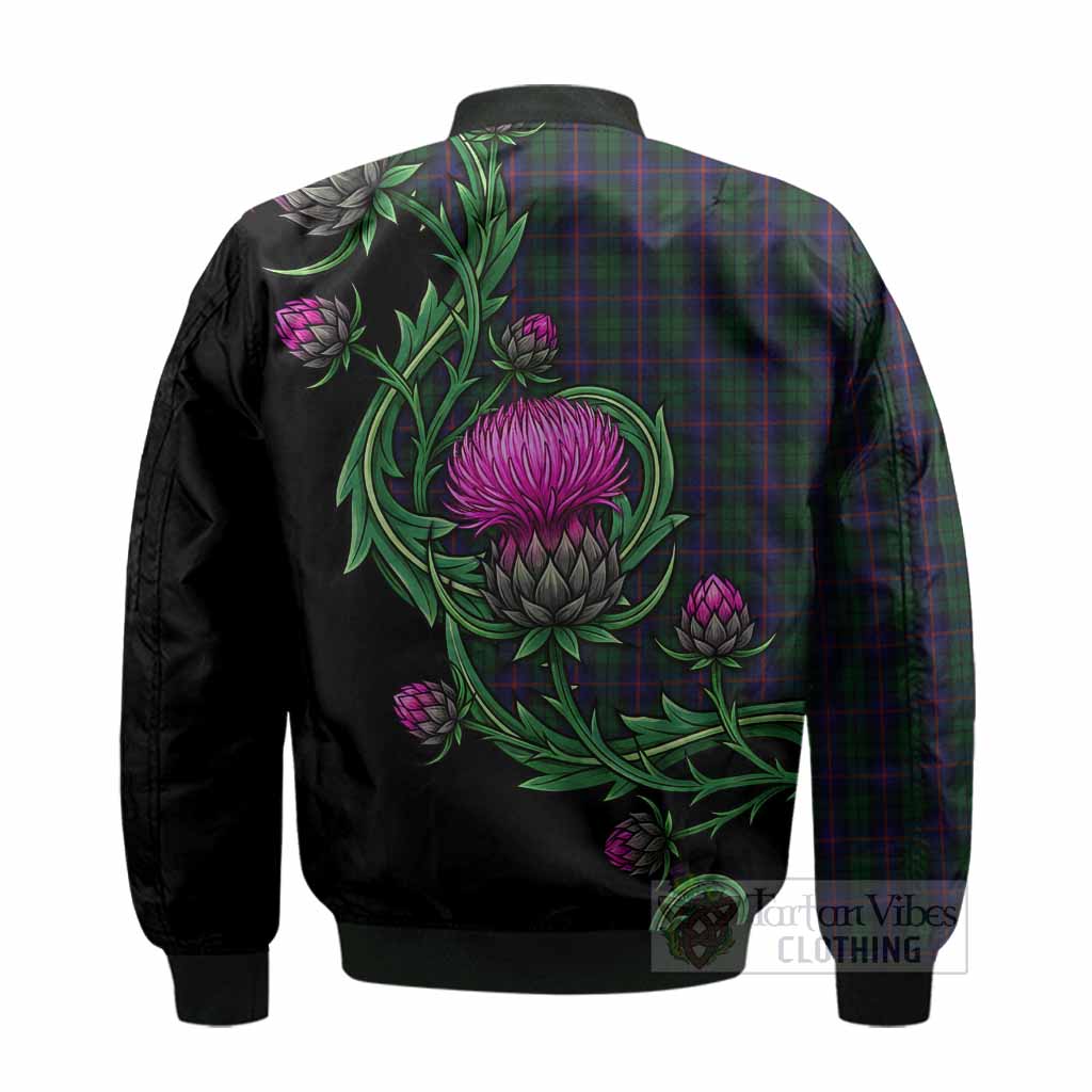 Urquhart Tartan Bomber Jacket Resilient Scottish Thistle - Tartan Vibes Clothing