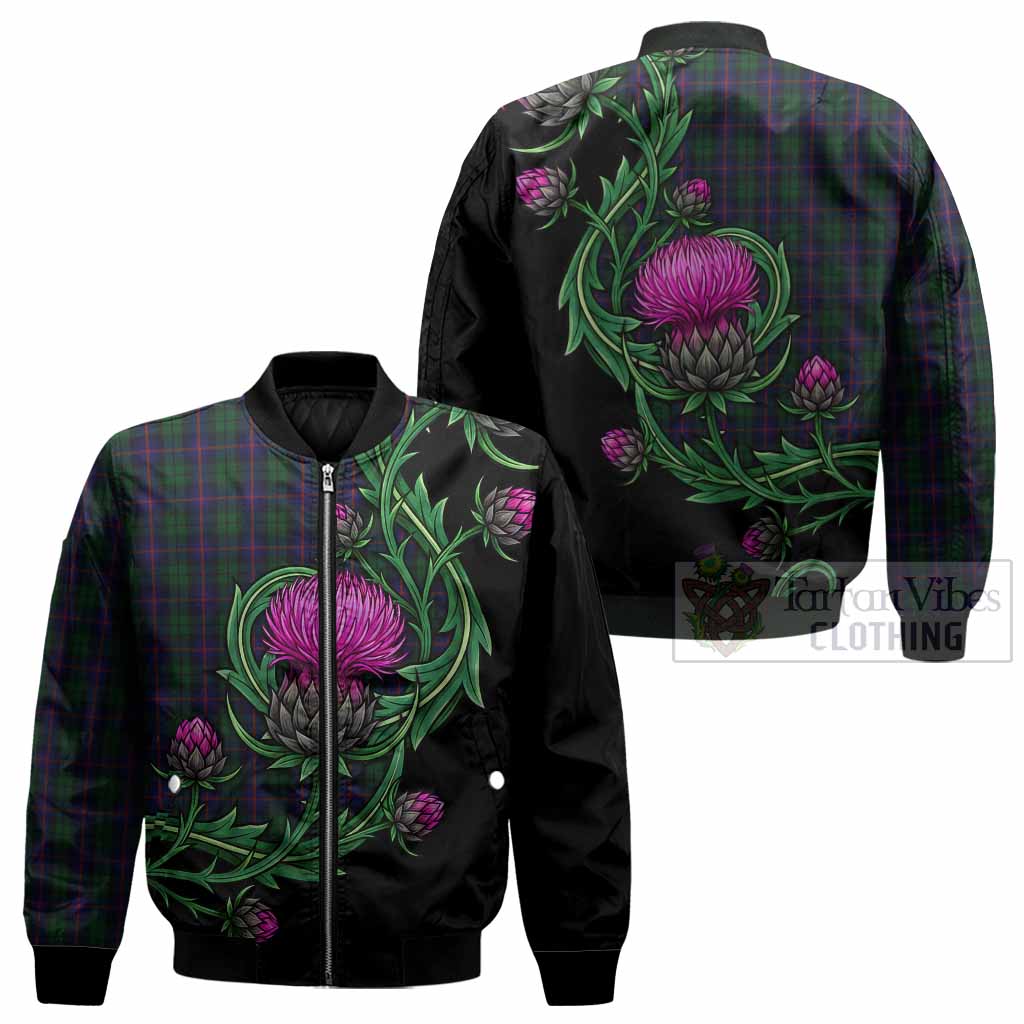 Urquhart Tartan Bomber Jacket Resilient Scottish Thistle - Tartan Vibes Clothing
