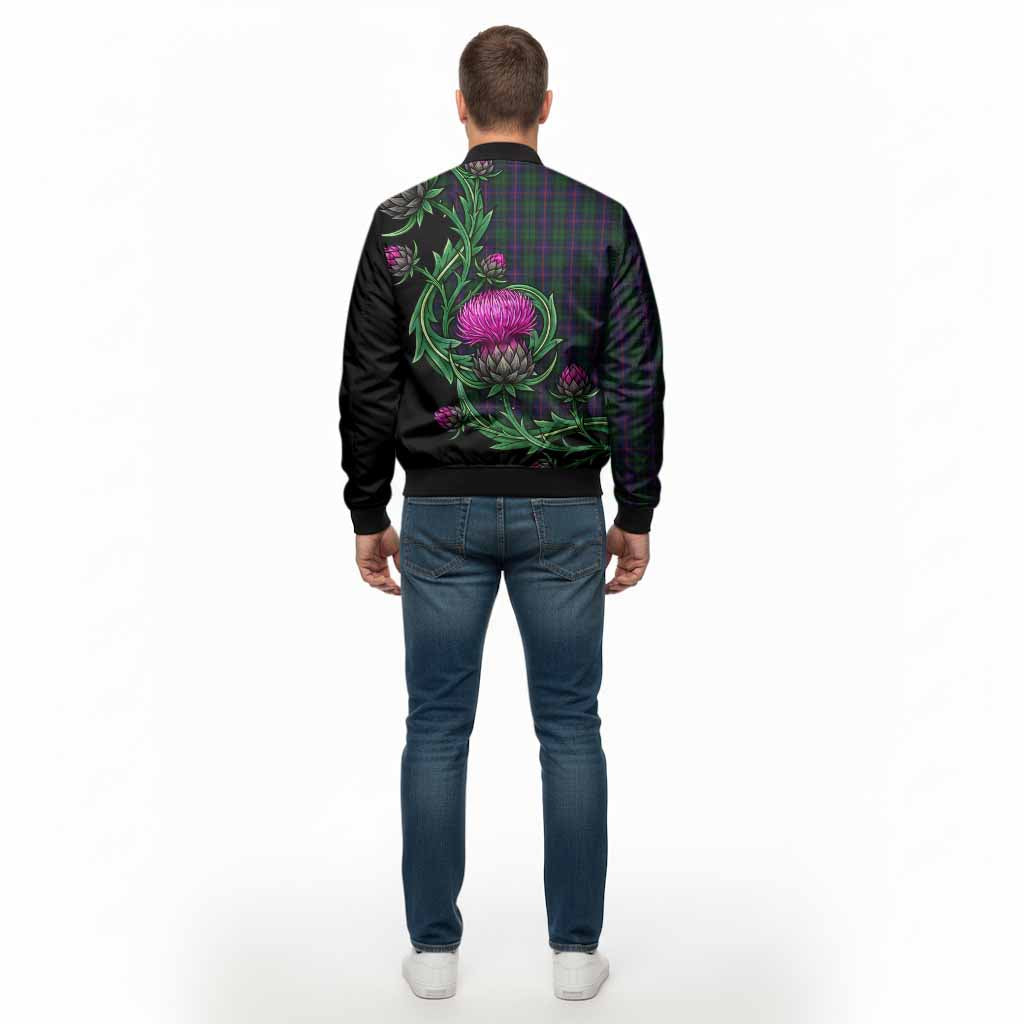 Urquhart Tartan Bomber Jacket Resilient Scottish Thistle - Tartan Vibes Clothing