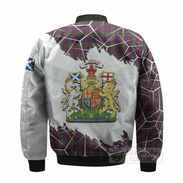 Urquhart Tartan Bomber Jacket with Family Crest and Lion Rampant Grunge Style