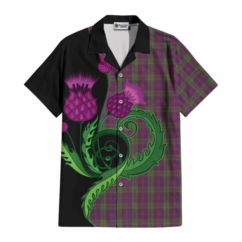 Urquhart Tartan Cotton Hawaiian Shirt Traditional Scottish Thistle