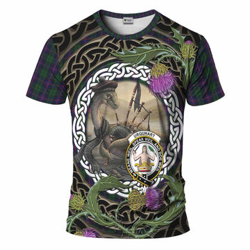 Urquhart Tartan Crest Bagpipe Nessie T-Shirt Scottish Loch Ness Monster Celtic Thistle