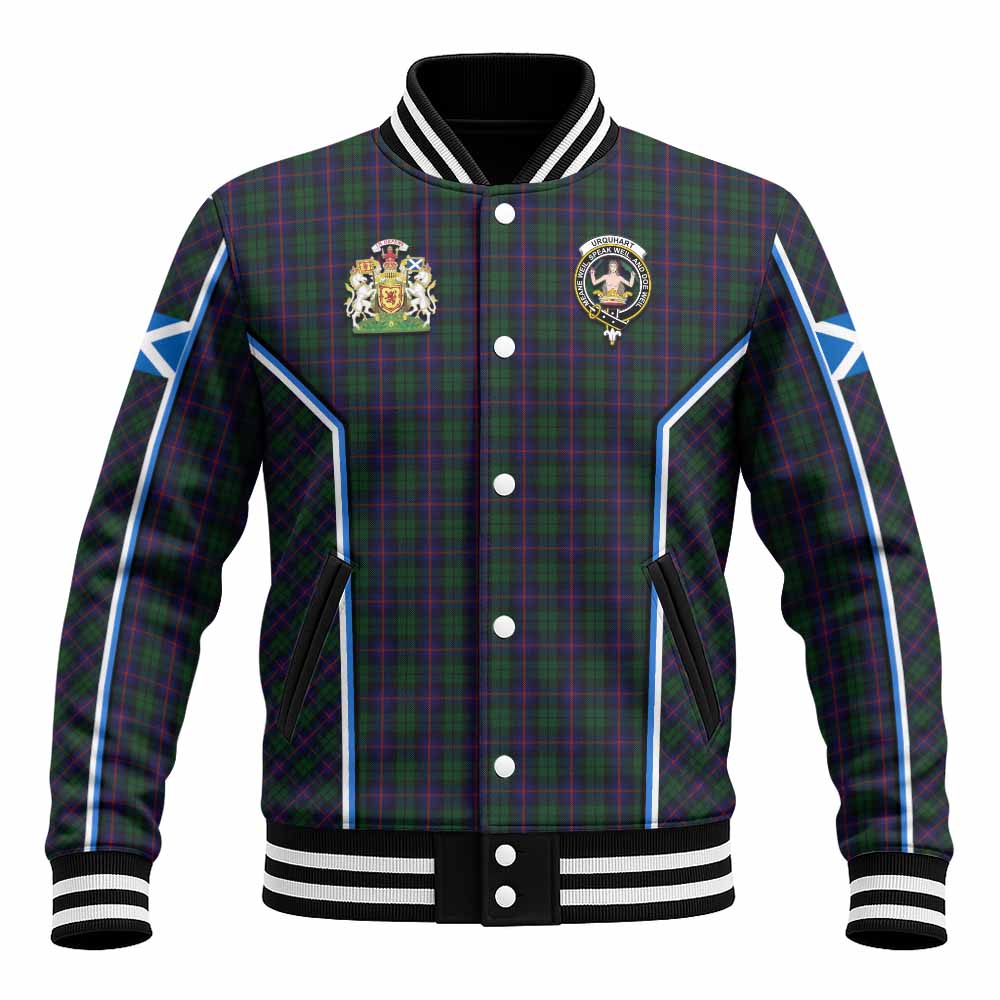Urquhart Tartan Crest Baseball Jacket Scotland Coat of Arm Flag Style - Tartan Vibes Clothing