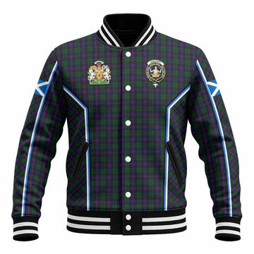 Urquhart Tartan Crest Baseball Jacket Scotland Coat of Arm Flag Style