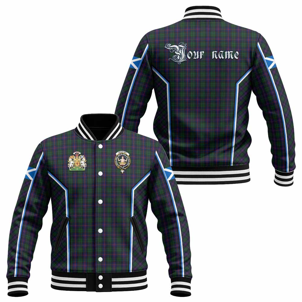 Urquhart Tartan Crest Baseball Jacket Scotland Coat of Arm Flag Style - Tartan Vibes Clothing