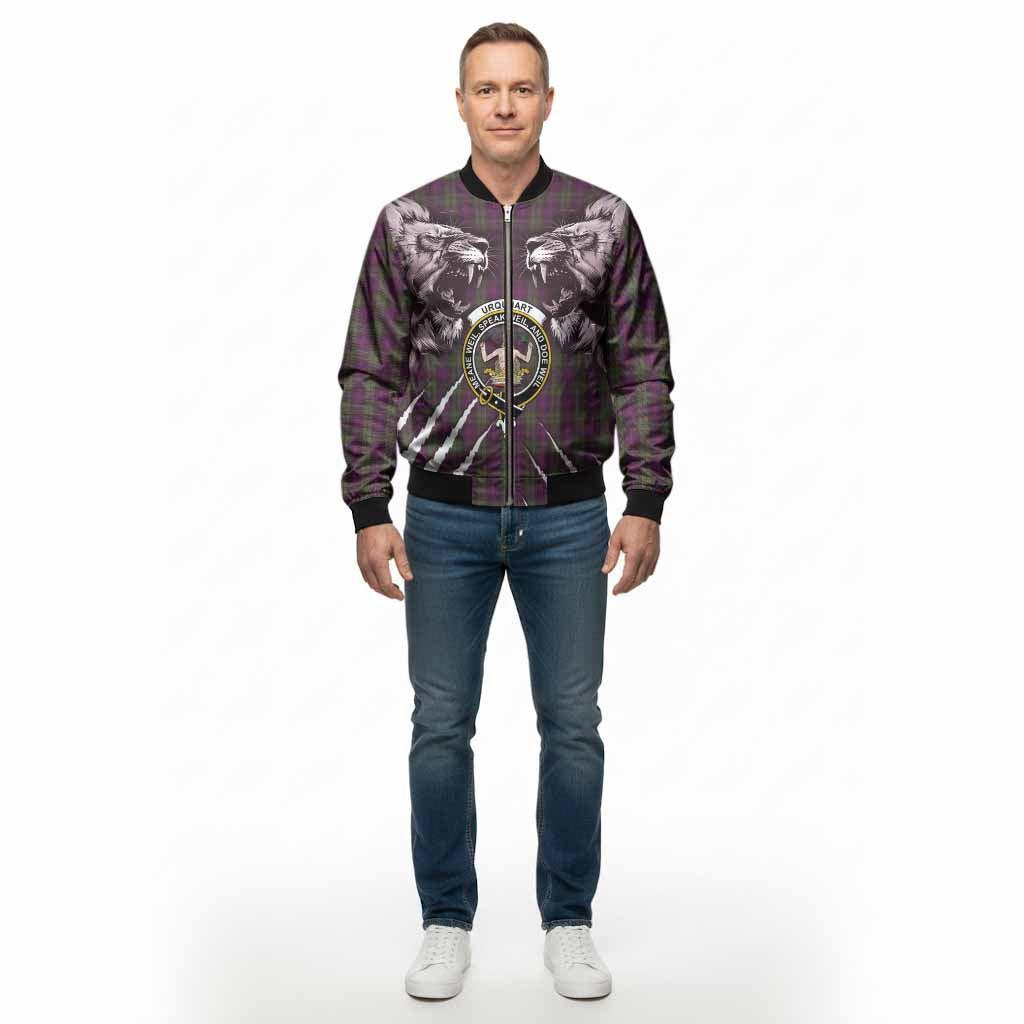 Urquhart Tartan Crest Bomber Jacket Ferocious Lion Style
