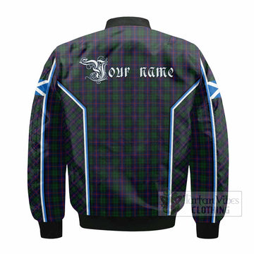 Urquhart Tartan Crest Bomber Jacket Scotland Coat of Arm Flag Style