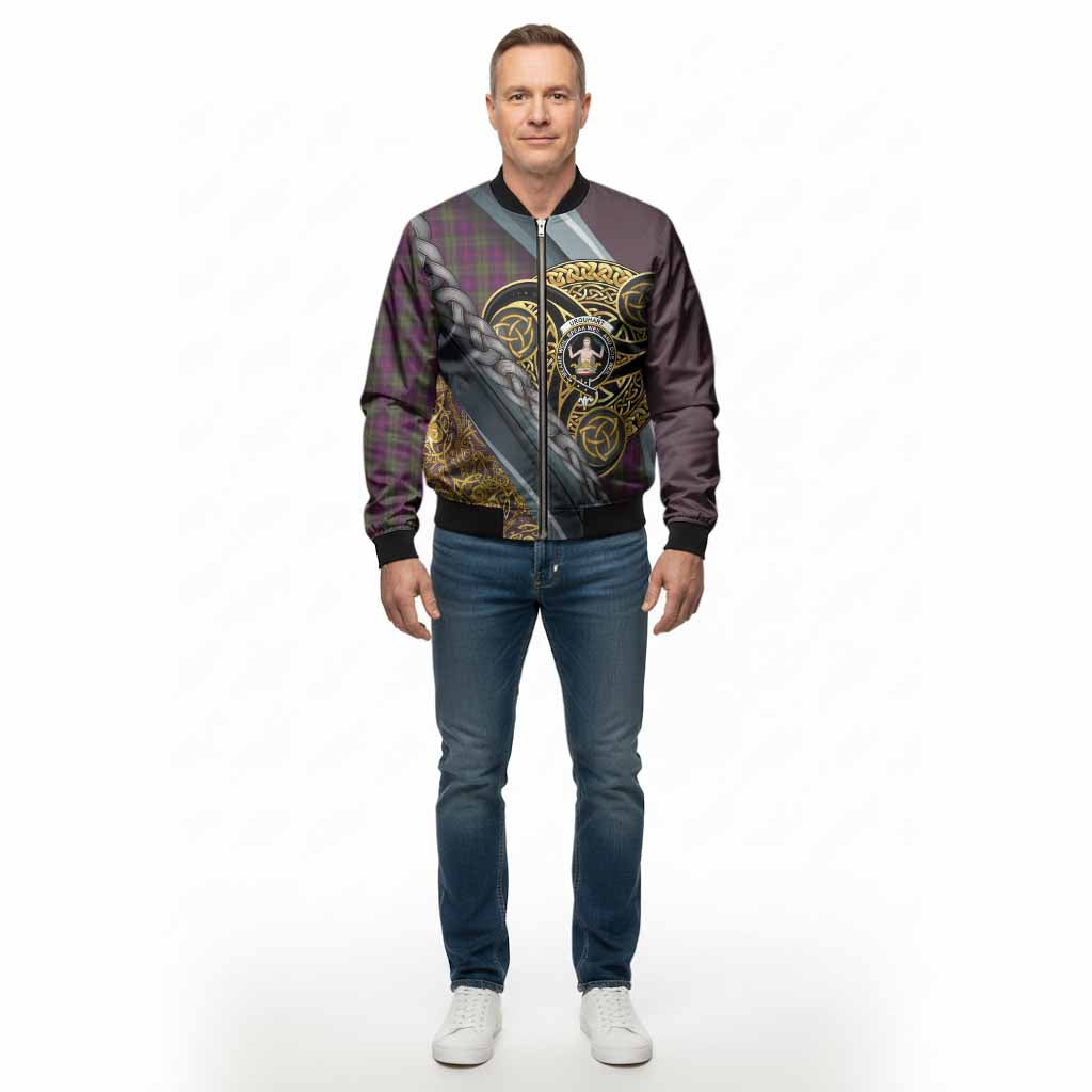 Urquhart Tartan Crest Bomber Jacket Scottish Triskele Celtic