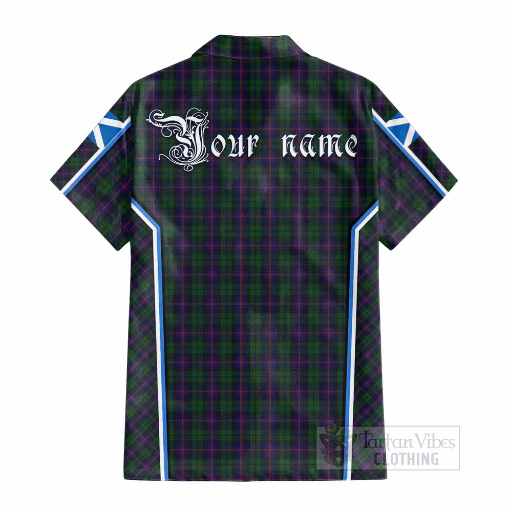 Urquhart Tartan Crest Cotton Hawaiian Shirt Scotland Coat of Arm Flag Style - Tartan Vibes Clothing