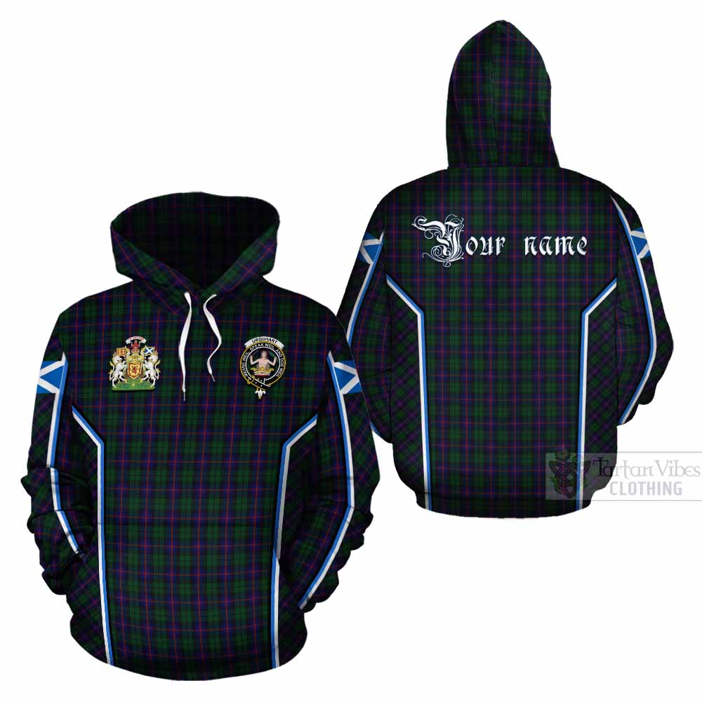 Urquhart Tartan Crest Cotton Hoodie Scotland Coat of Arm Flag Style - Tartan Vibes Clothing