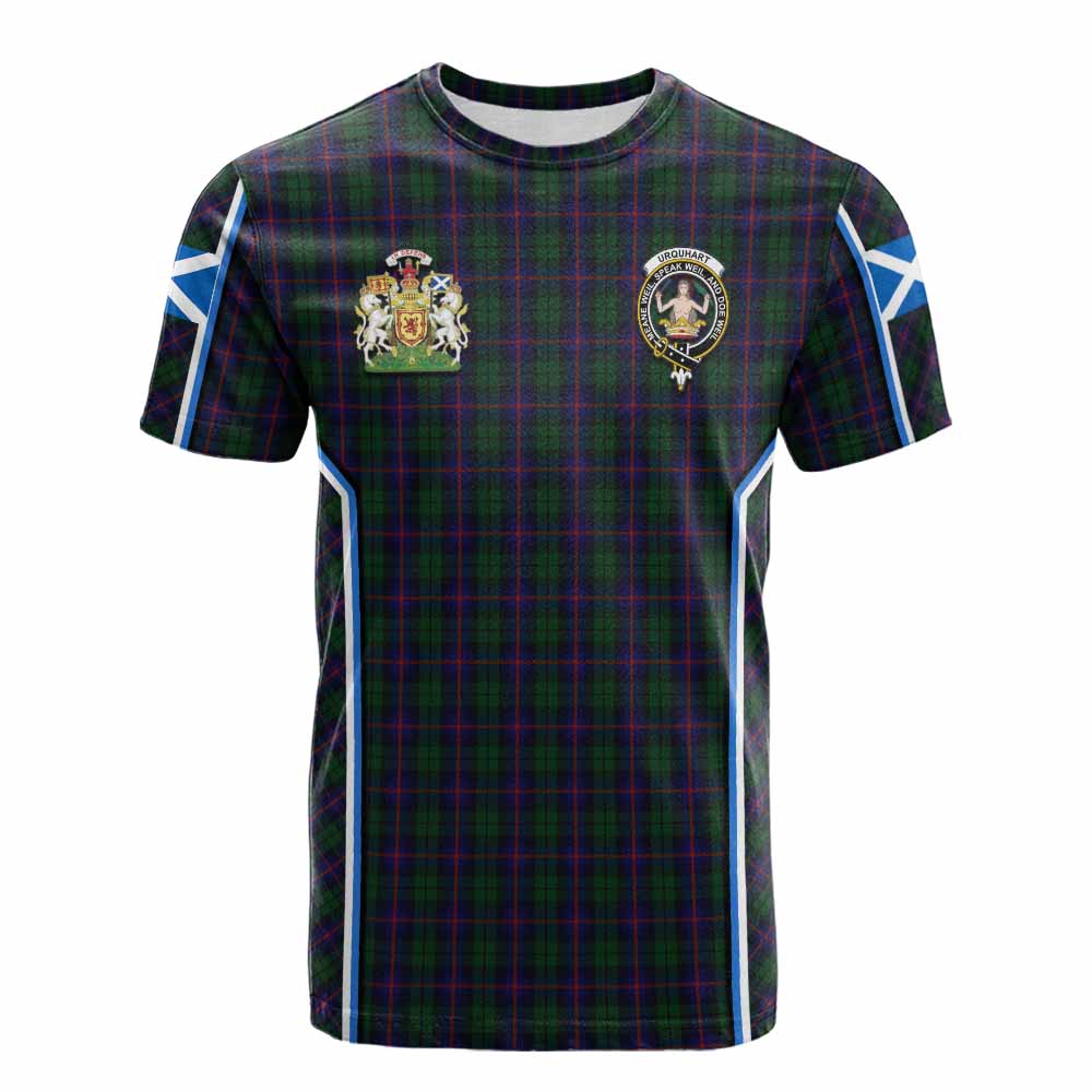Urquhart Tartan Crest Cotton T-shirt Scotland Coat of Arm Flag Style - Tartan Vibes Clothing