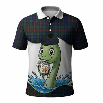 Urquhart Tartan Crest Cute Nessie Polo Shirt Scottish Loch Ness Monster