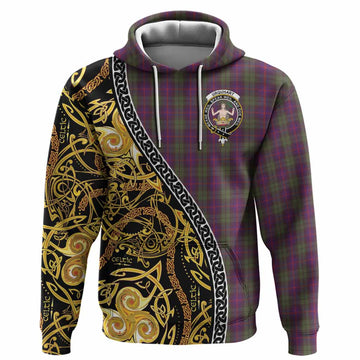Urquhart Tartan Crest Hoodie Celtic Knot and Triple Trickle Spiral Symbols