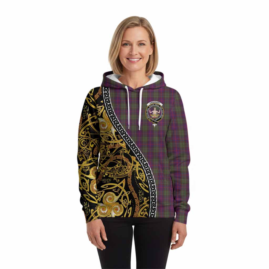 Urquhart Tartan Crest Hoodie Celtic Knot and Triple Trickle Spiral Symbols
