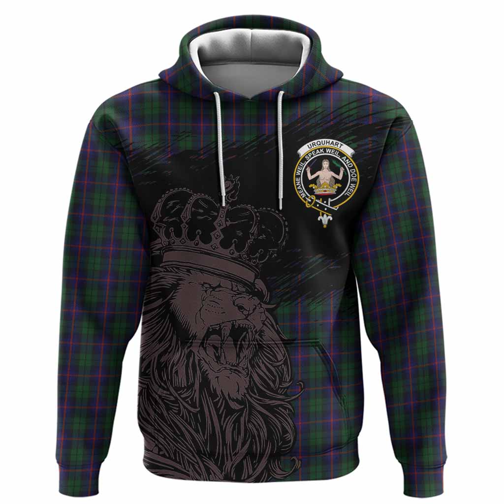 Urquhart Tartan Crest Hoodie Crowned Lion Heritage Style