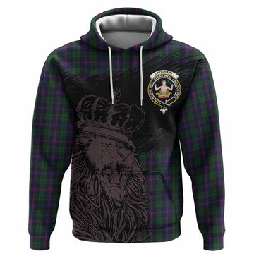 Urquhart Tartan Crest Hoodie Crowned Lion Heritage Style