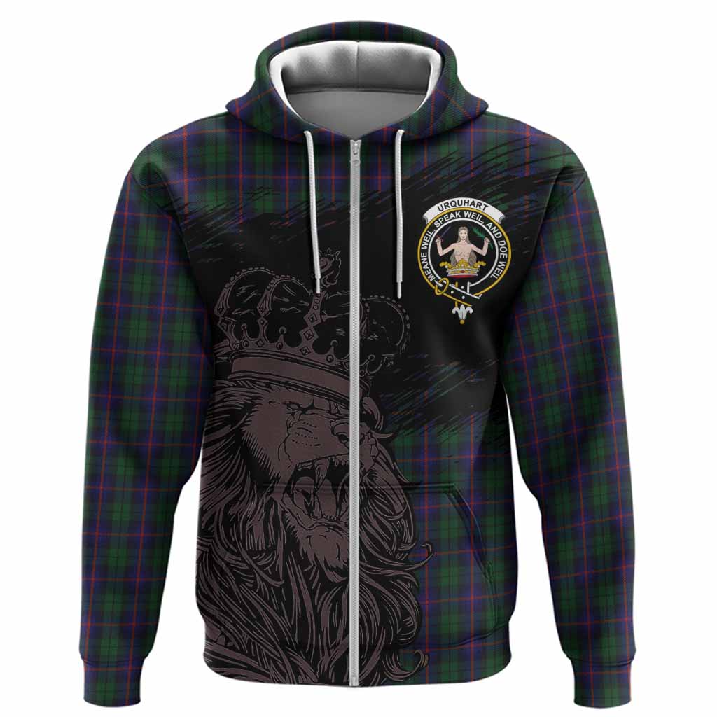 Urquhart Tartan Crest Hoodie Crowned Lion Heritage Style