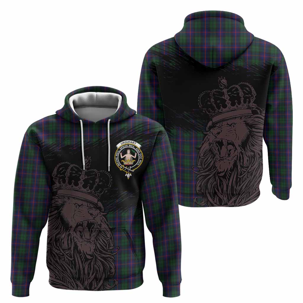 Urquhart Tartan Crest Hoodie Crowned Lion Heritage Style