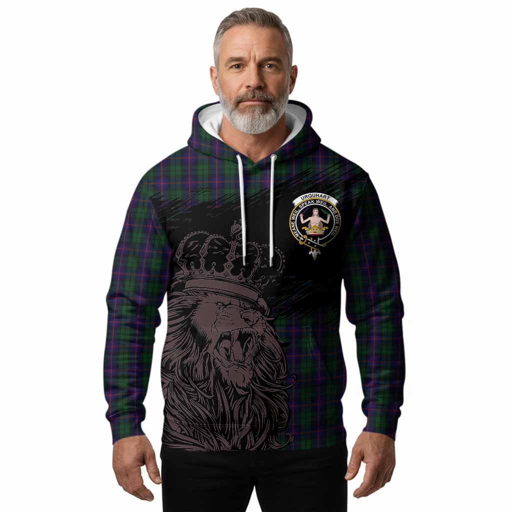 Urquhart Tartan Crest Hoodie Crowned Lion Heritage Style