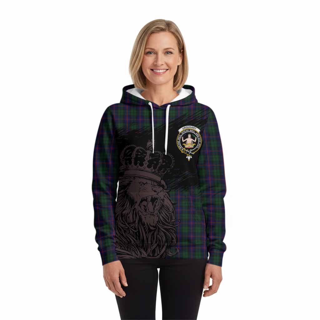 Urquhart Tartan Crest Hoodie Crowned Lion Heritage Style