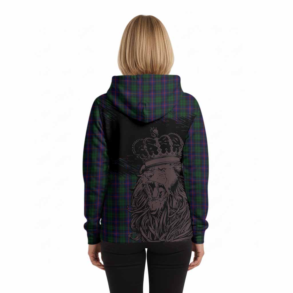 Urquhart Tartan Crest Hoodie Crowned Lion Heritage Style