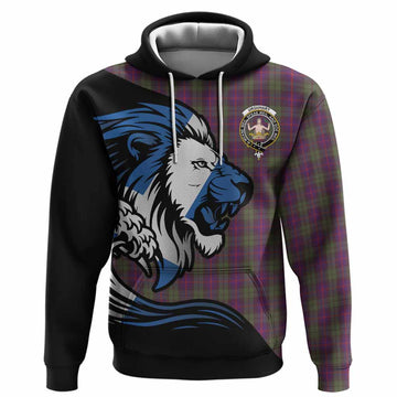 Urquhart Tartan Crest Hoodie Scottish Golden Lions Wave Flow