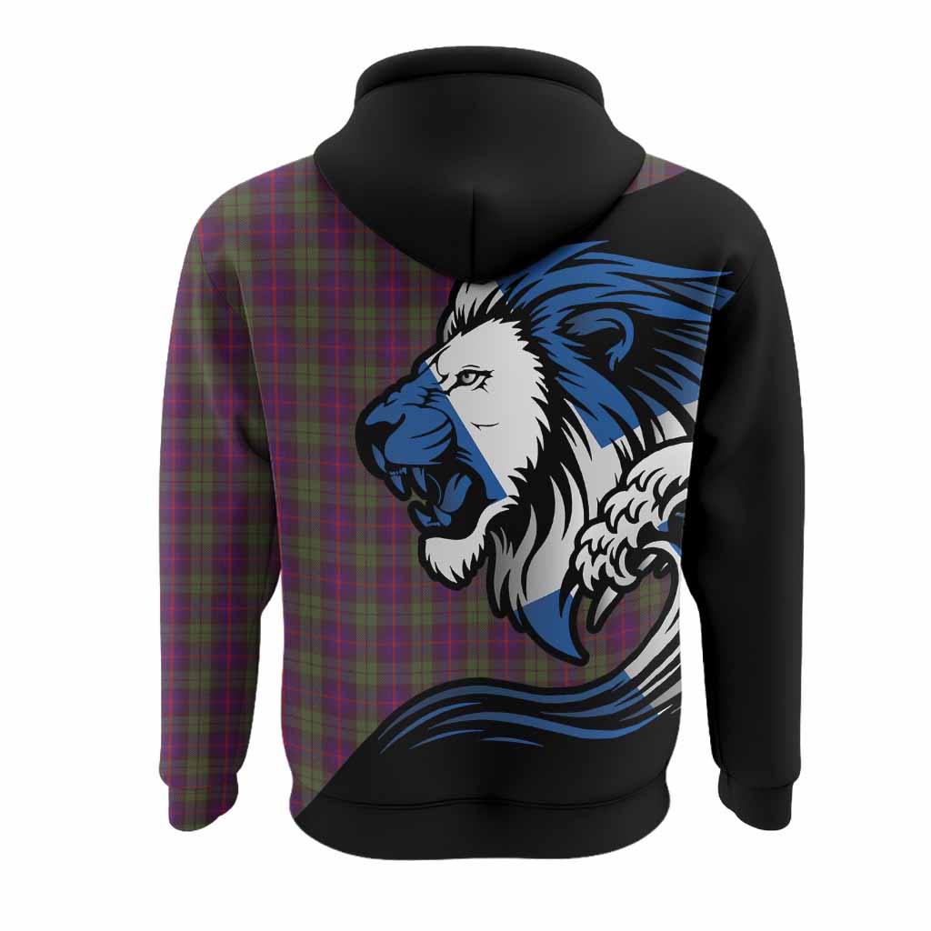 Urquhart Tartan Crest Hoodie Scottish Golden Lions Wave Flow