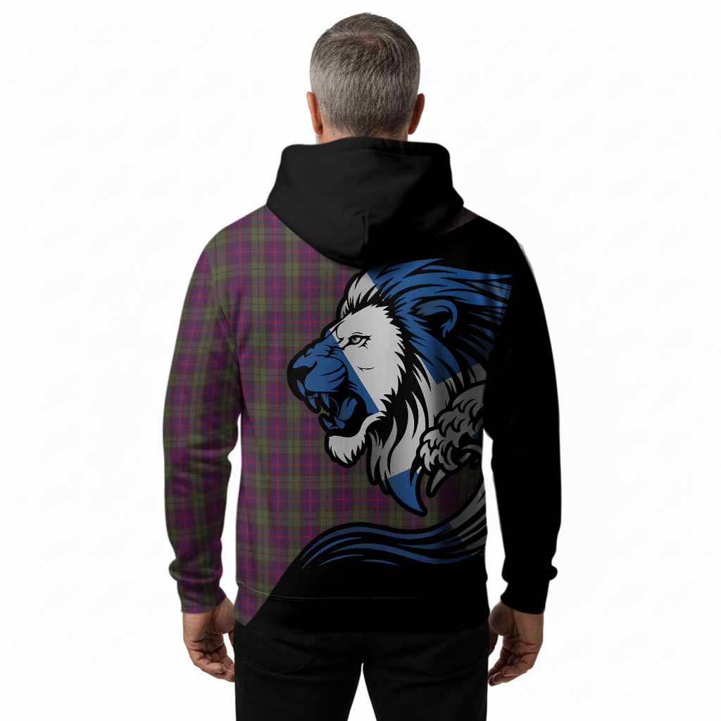 Urquhart Tartan Crest Hoodie Scottish Golden Lions Wave Flow