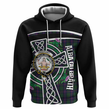 Urquhart Tartan Crest Hoodie Scottish Thistle Celtic Cross Alba Gu Brath