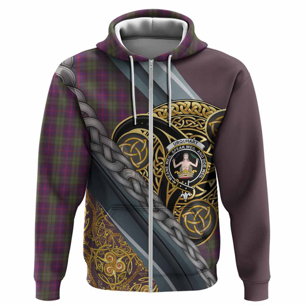 Urquhart Tartan Crest Hoodie Scottish Triskele Celtic