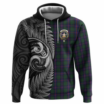 Urquhart Tartan Crest Hoodie With New Zealand Silver Fern Maori Koru