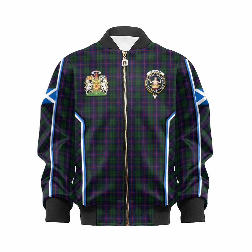 Urquhart Tartan Crest Kid Bomber Jacket Scotland Coat of Arm Flag Style - Tartan Vibes Clothing