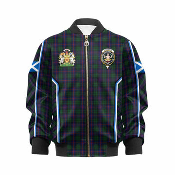 Urquhart Tartan Crest Kid Bomber Jacket Scotland Coat of Arm Flag Style - Tartan Vibes Clothing