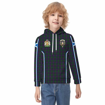 Urquhart Tartan Crest Kid Hoodie Scotland Coat of Arm Flag Style - Tartan Vibes Clothing