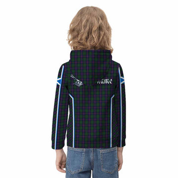 Urquhart Tartan Crest Kid Hoodie Scotland Coat of Arm Flag Style - Tartan Vibes Clothing