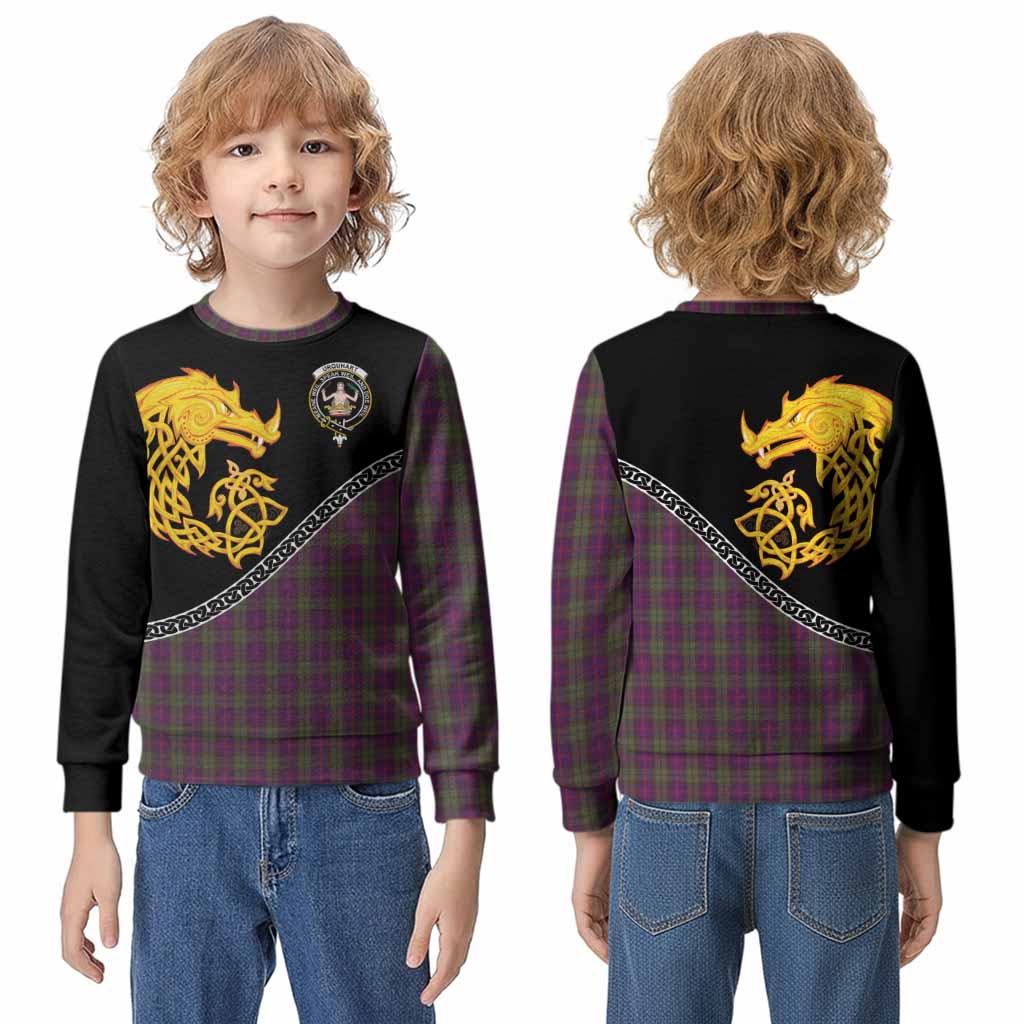 Urquhart Tartan Crest Kid Knitted Sweatshirt Legendary Dragon Knot Half Style