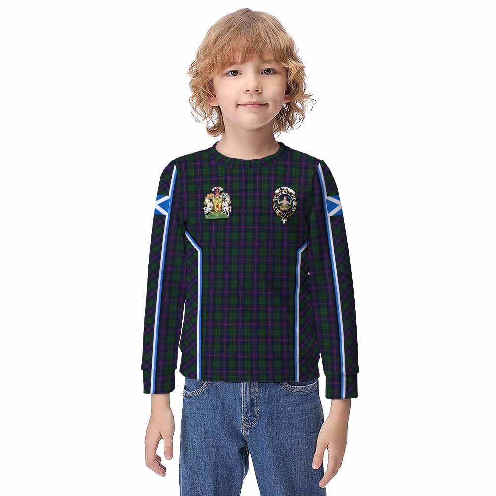 Urquhart Tartan Crest Kid Knitted Sweatshirt Scotland Coat of Arm Flag Style - Tartan Vibes Clothing