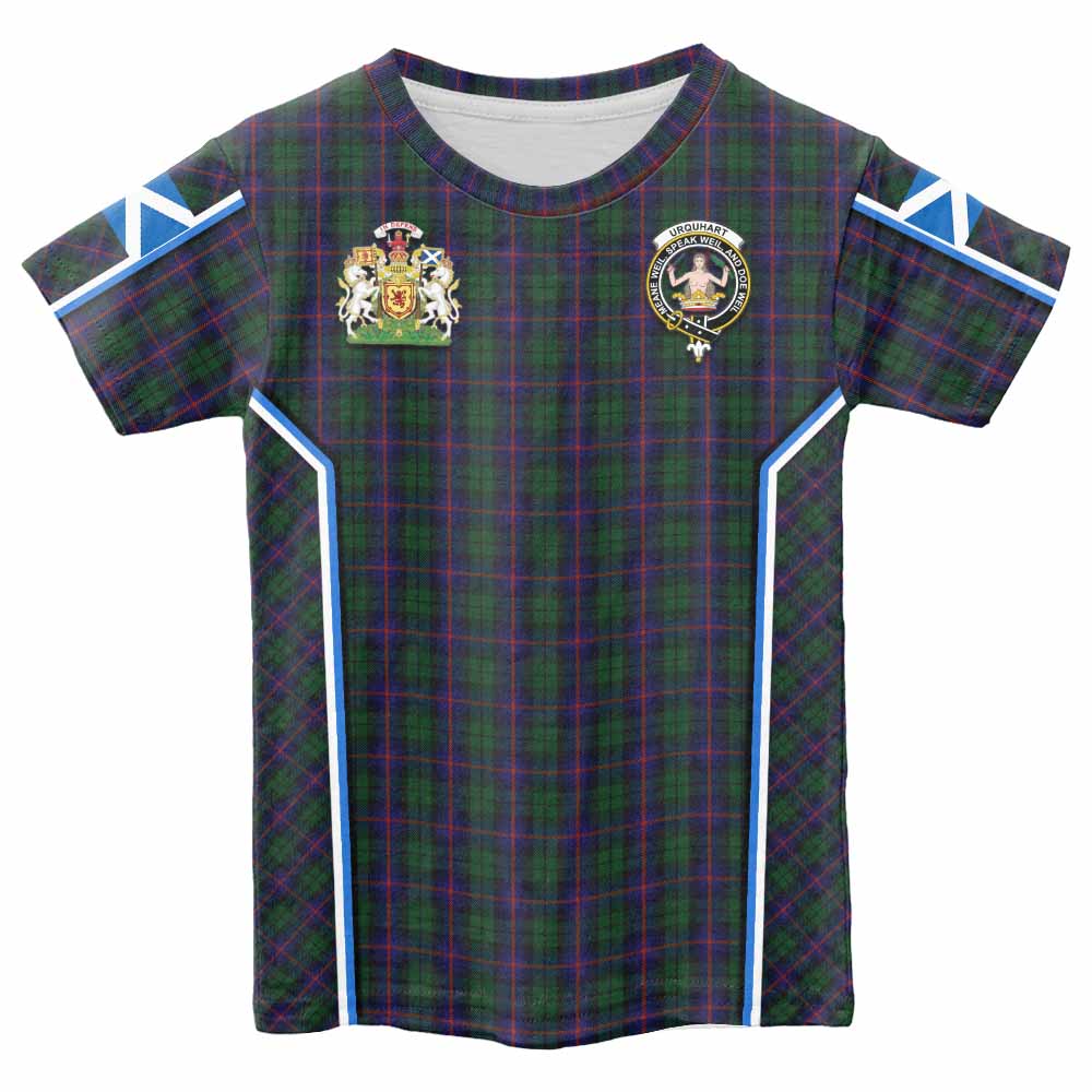 Urquhart Tartan Crest Kid T-shirt Scotland Coat of Arm Flag Style - Tartan Vibes Clothing
