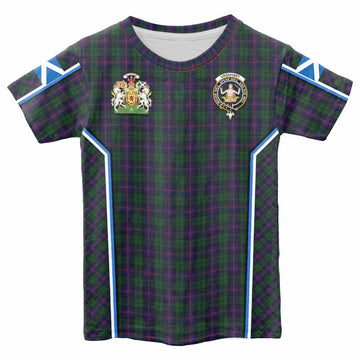 Urquhart Tartan Crest Kid T-shirt Scotland Coat of Arm Flag Style - Tartan Vibes Clothing