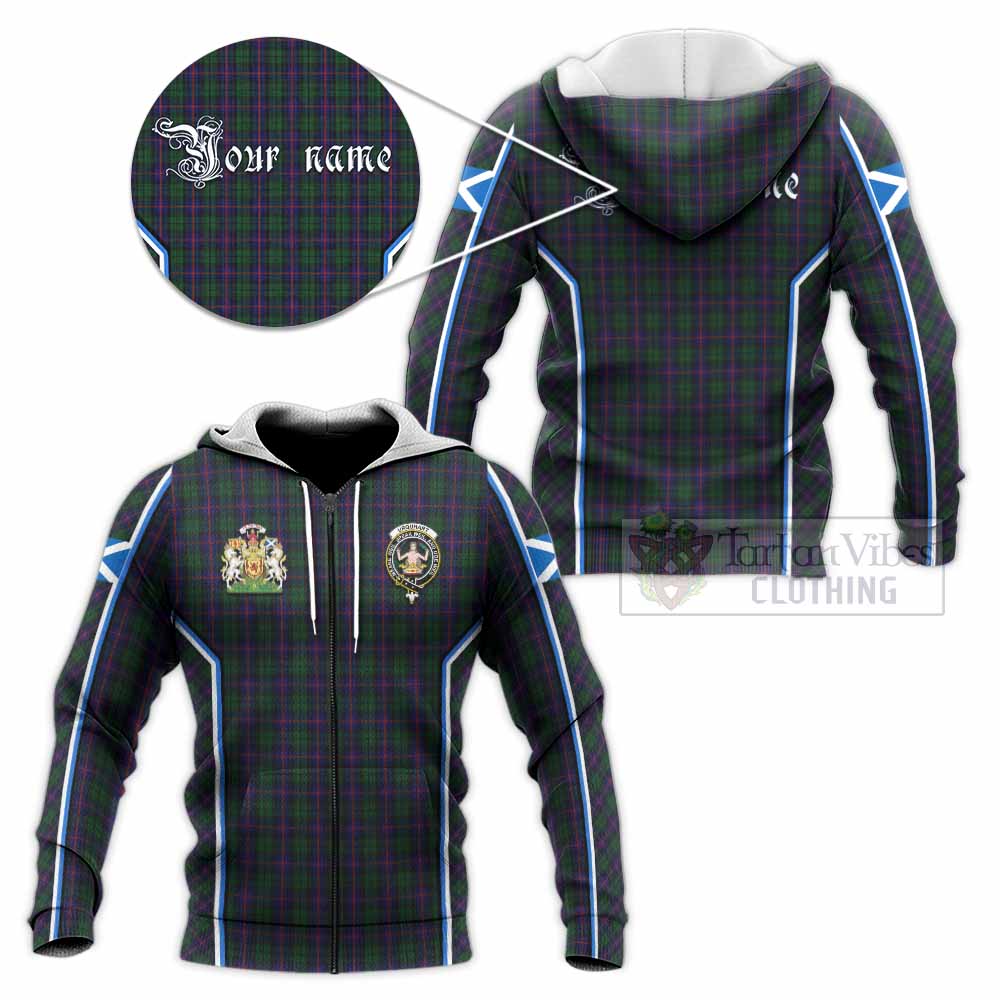 Urquhart Tartan Crest Knitted Hoodie Scotland Coat of Arm Flag Style - Tartan Vibes Clothing