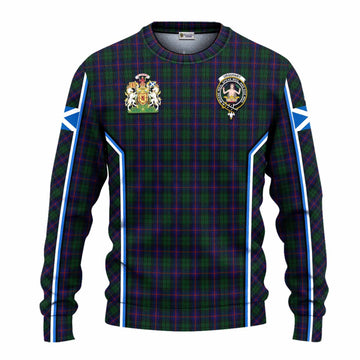 Urquhart Tartan Crest Knitted Sweater Scotland Coat of Arm Flag Style - Tartan Vibes Clothing