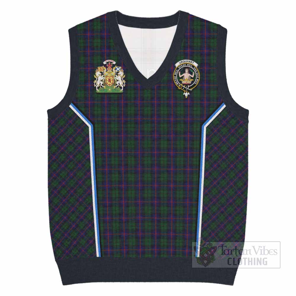 Urquhart Tartan Crest Knitted V-Neck Vest Scotland Coat of Arm Flag Style - Tartan Vibes Clothing