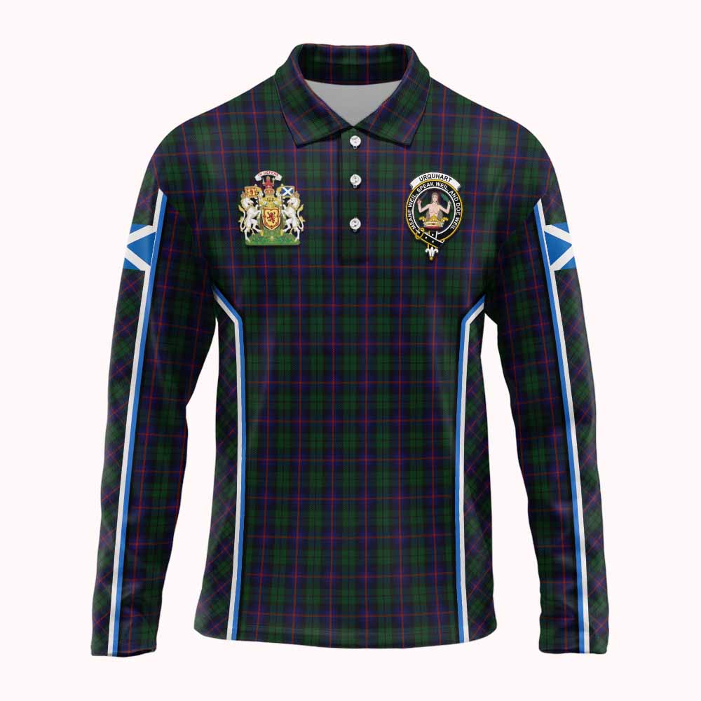 Urquhart Tartan Crest Long Sleeve Polo Shirt Scotland Coat of Arm Flag Style - Tartan Vibes Clothing